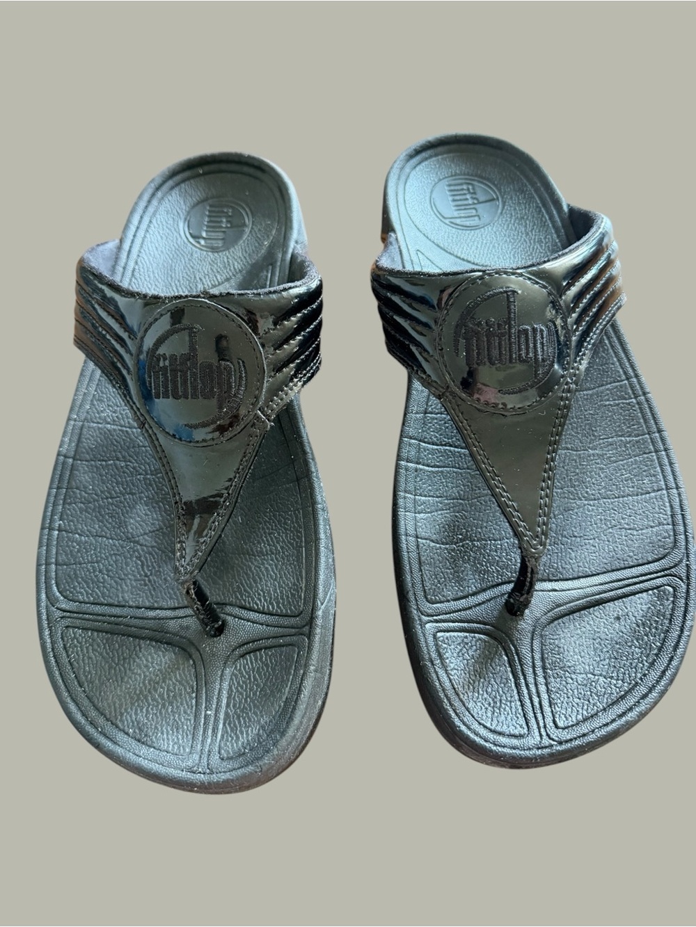 Fitflop Metallic Black Slide Sandals